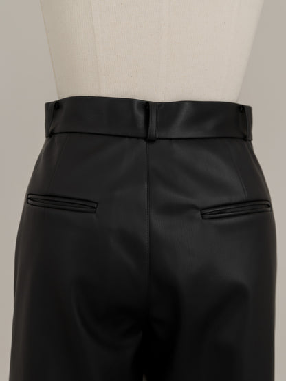 【pre order】leather pants - black