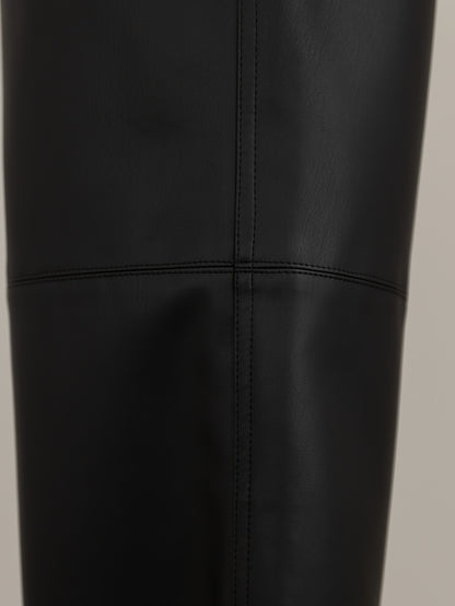 【pre order】leather pants - black