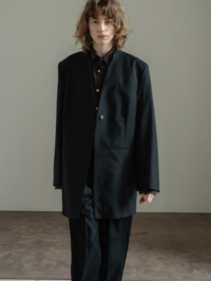 collarless long jacket