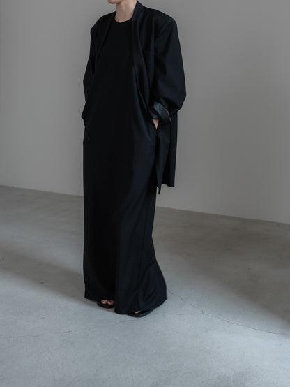 【pre order】collarless long jacket (gray / black)
