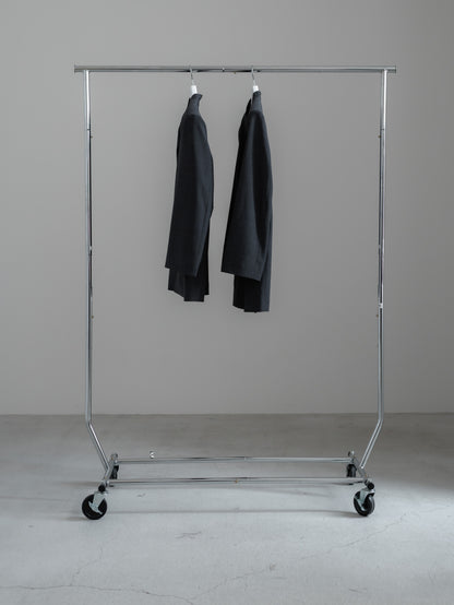 【pre order】collarless long jacket (charcoal gray / black)