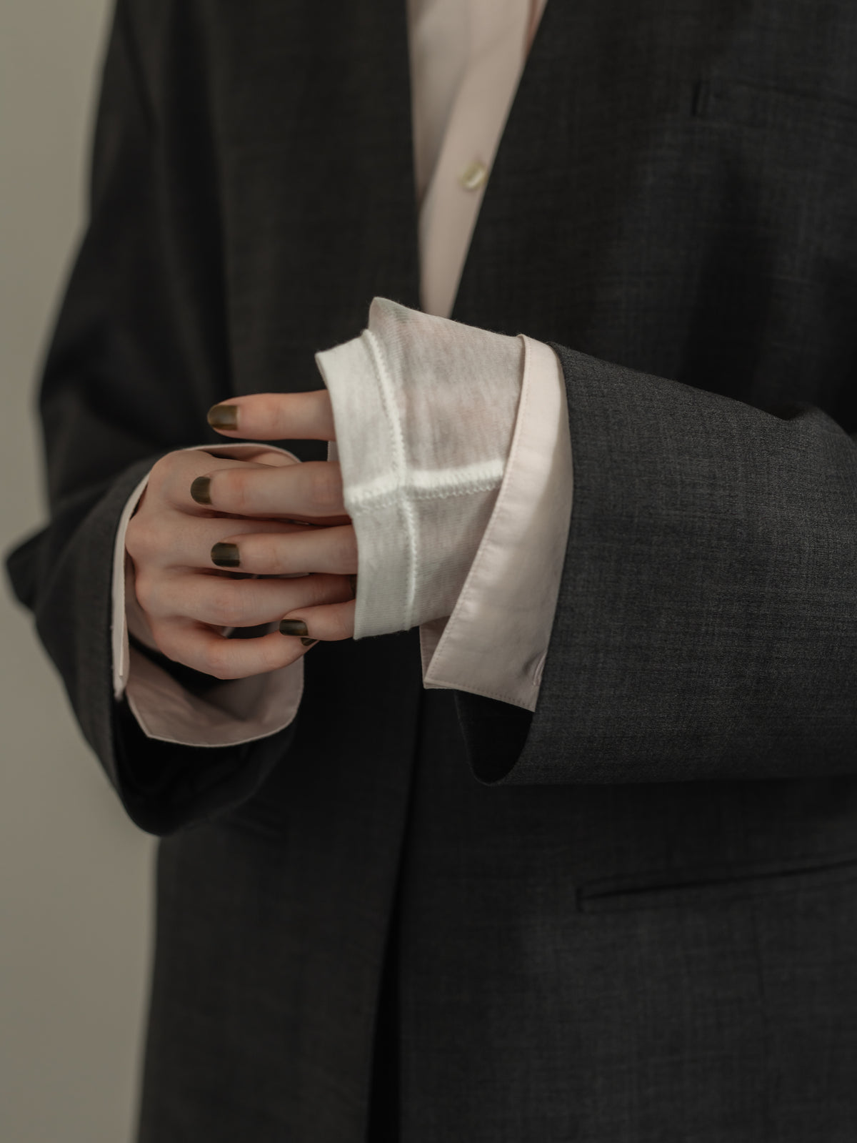 collarless long jacket