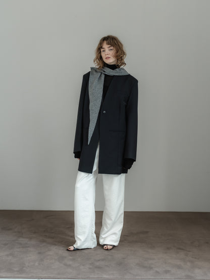 collarless long jacket