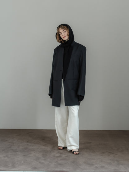 collarless long jacket
