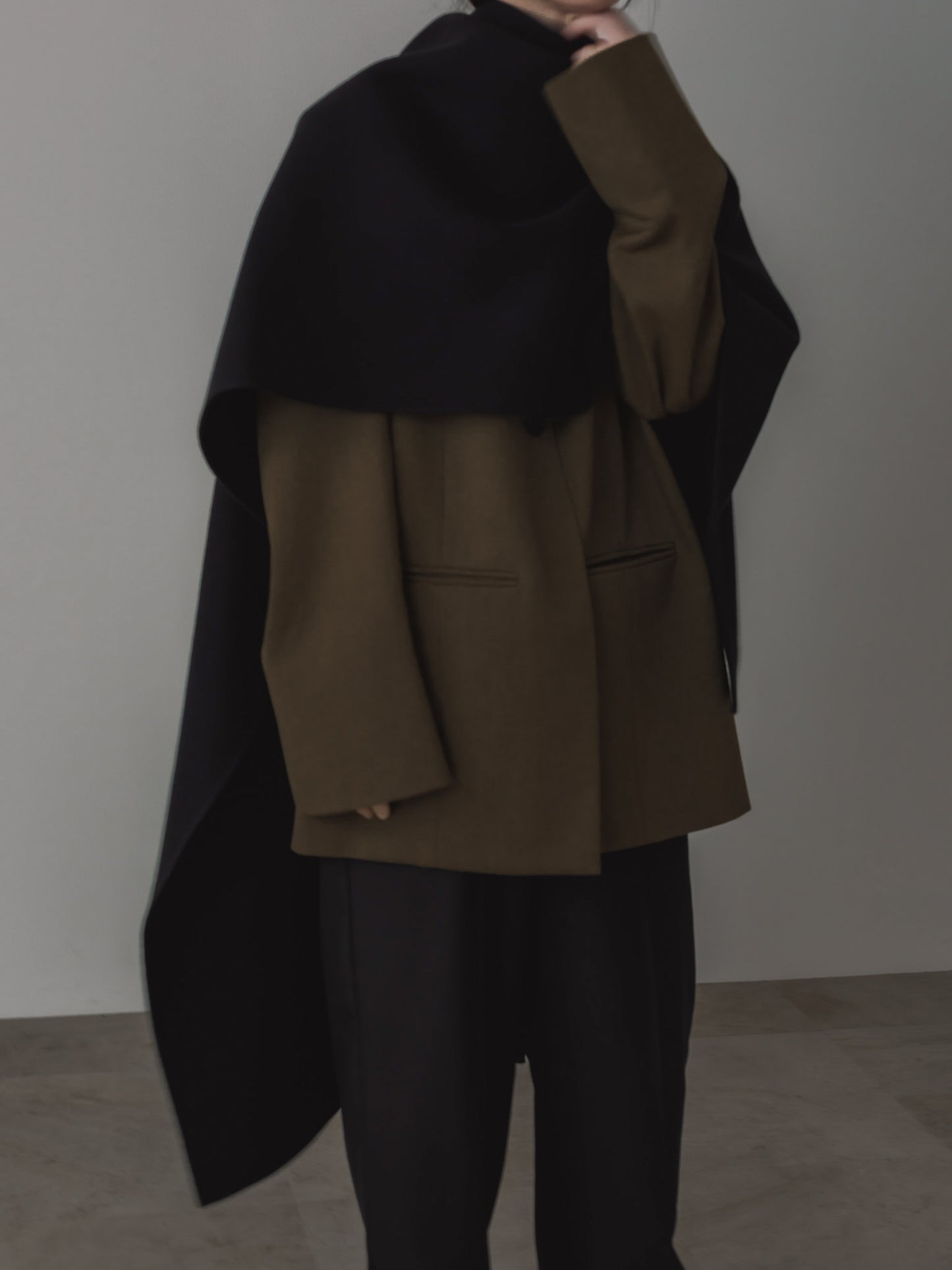 【pre order】throw shawl coat - black