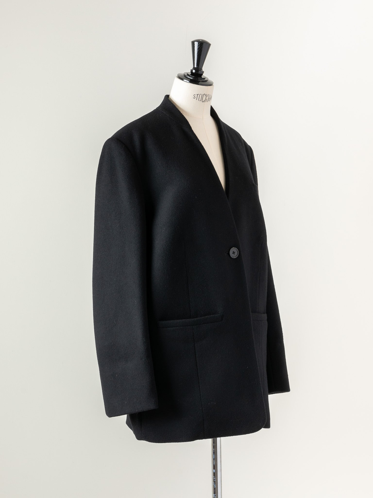 カラーブラックdigne collarless jacket coat