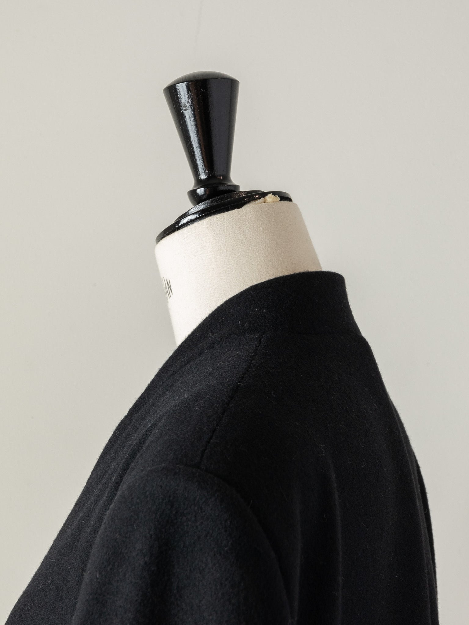 Collarless Jacket Coat-Black