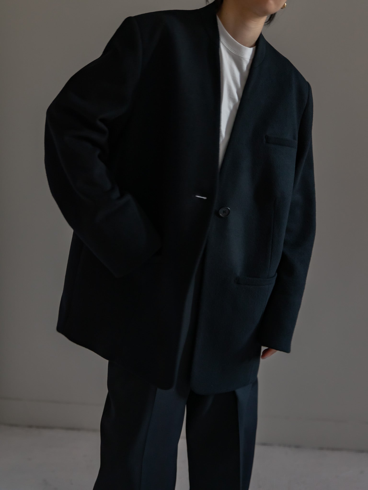 digne collarres jacket coat ブラック - beaconparenting.ie