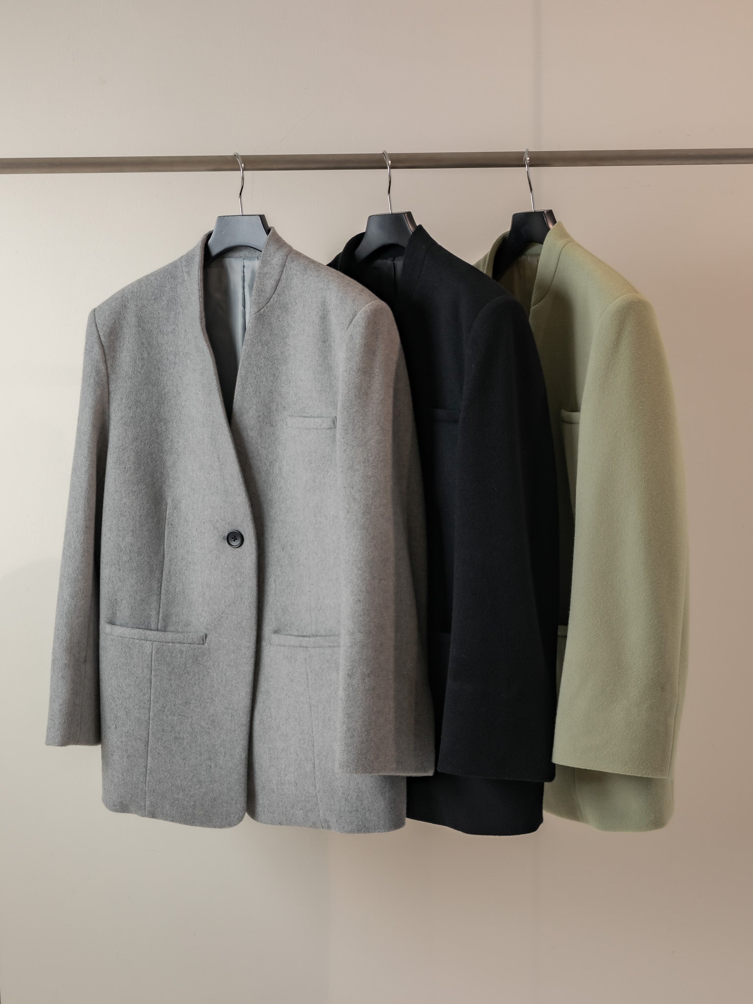 digne Collarless Jacket Coat - アウター