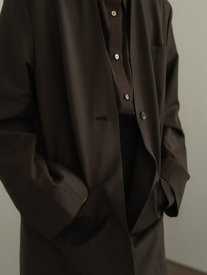 collarless long jacket