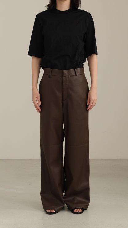 【pre order】leather pants - brown