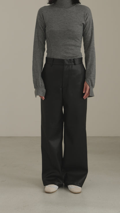 【pre order】leather pants - black