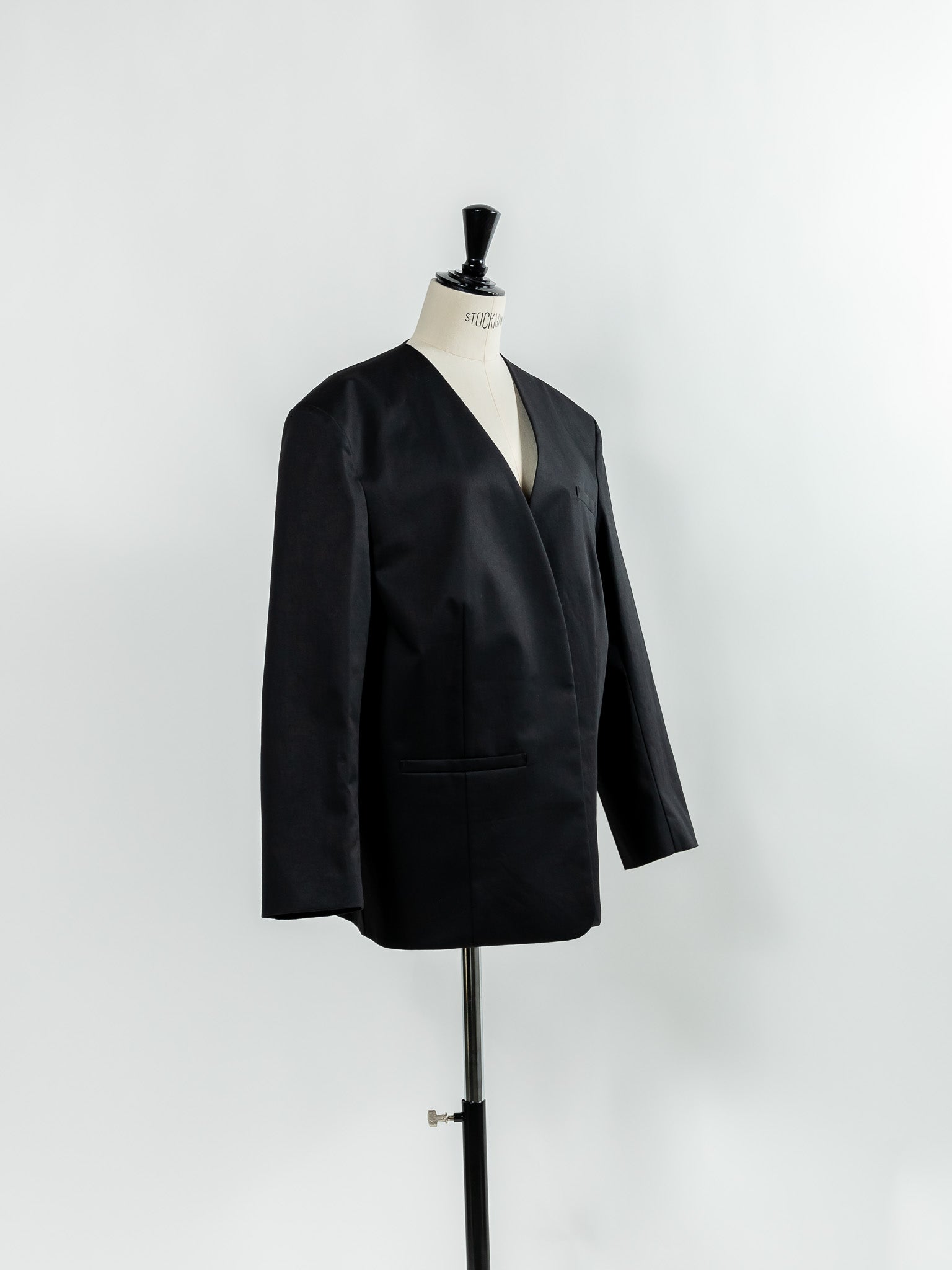 Collarless jacket-BLACK